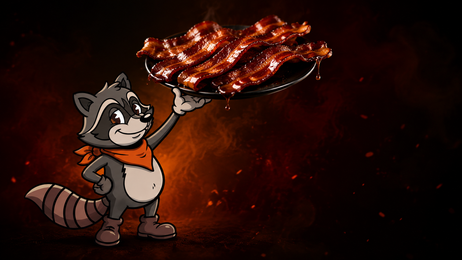 Smaky mostrando tocineta en BBQ miel sobre un plato